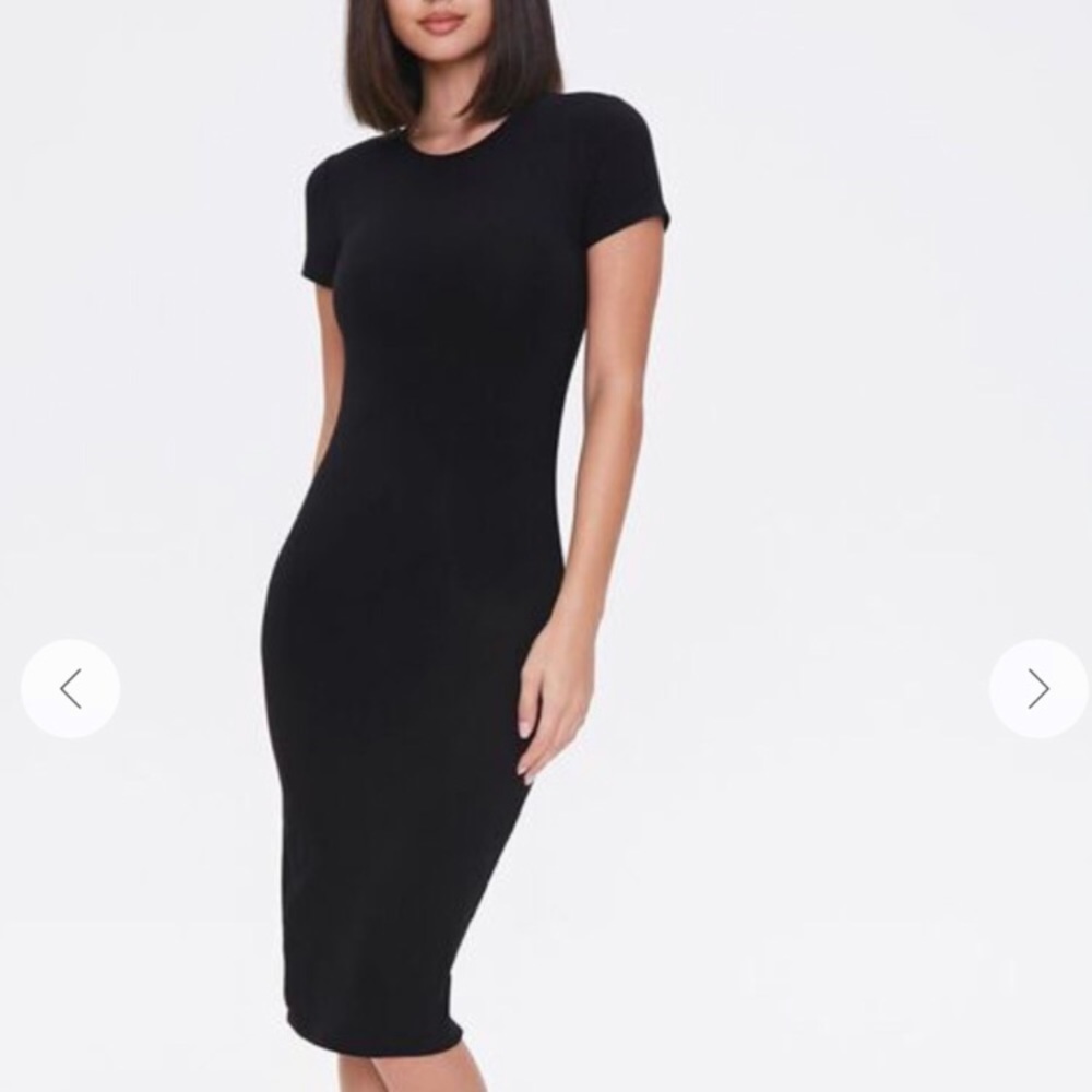 (SOLD) Forever 21 Black Bodycon T-Shirt Dress Small - Picture 1 of 7